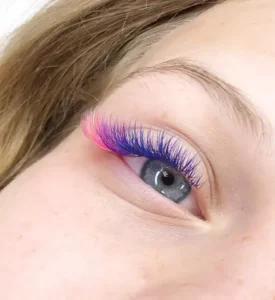 Multi colored eyelash extensions
